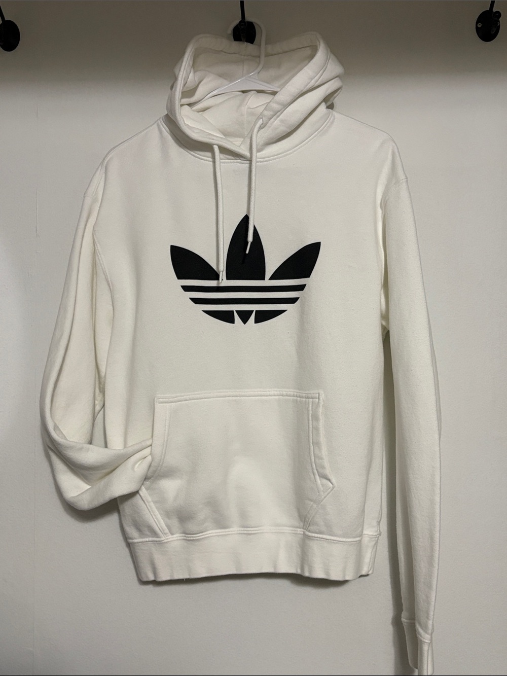 adidas White Hoodie with Black Trefoil Logo